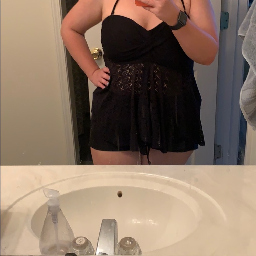 Black Lace Tankini Top